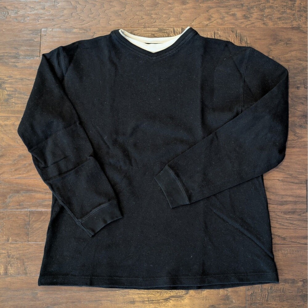 Roundtree & Yorke Black V-Neck Cotton Sweater Men's Large